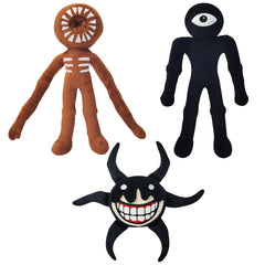 Okegztoa doors plush set on a shelf, cozy display and collectible vibe.
