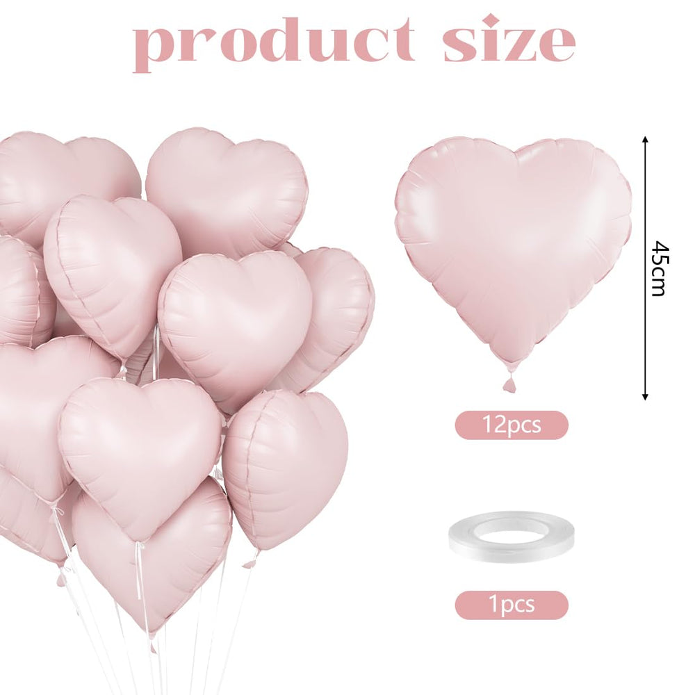 O-Kinee pink heart foil balloons close-up showing durable finish