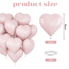 O-Kinee pink heart foil balloons close-up showing durable finish