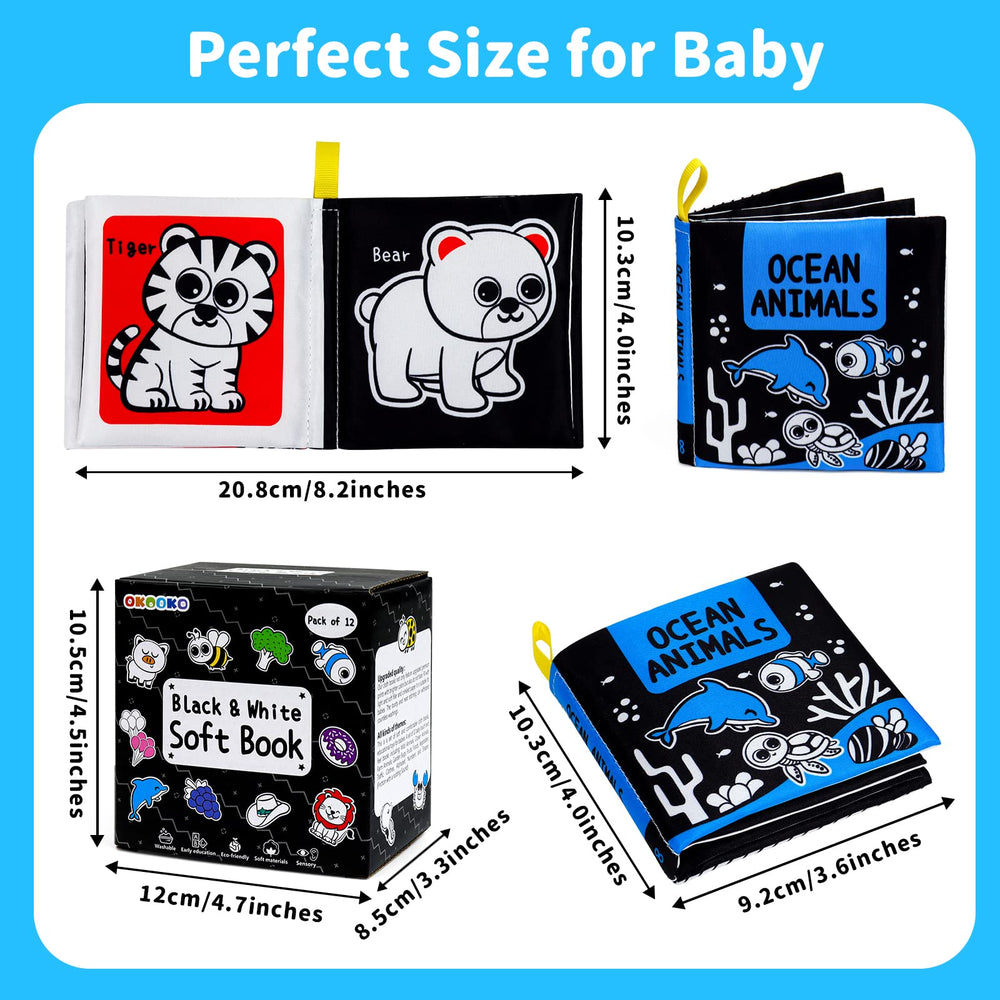 OKOOKO soft baby books: ocean animals enhance contrast and sensory engagement for newborns.