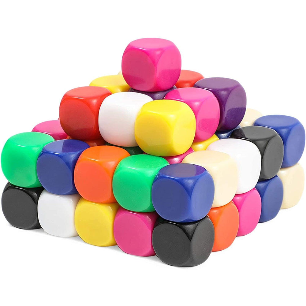 Okuna Outpost blank acrylic dice set: 60 cubes for DIY games and classroom activities.