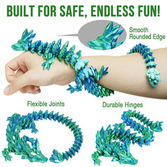 Olee Odee 3D-printed articulated dragon 12-in length for playful display.