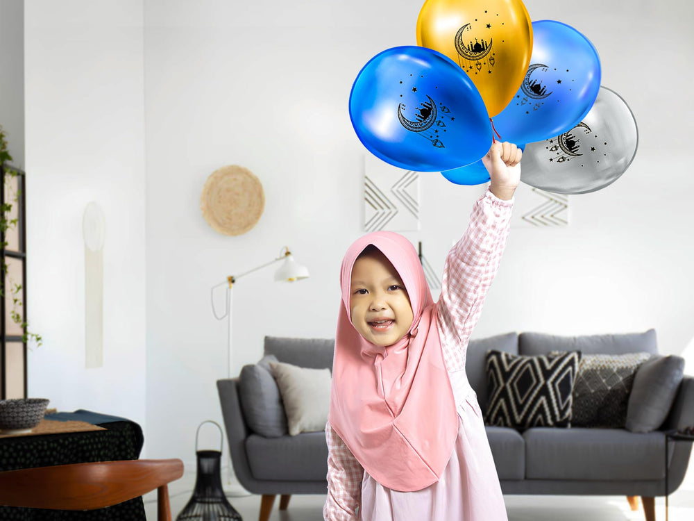 OLEEK ramadan blue pack balloons bring colorful kid-friendly ambiance.
