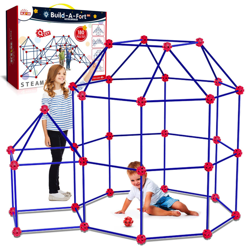 OleFun 180-pack fort building toys laid out for versatile castle construction and imaginative play