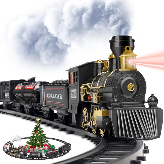 OleFun electric black train ready for imaginative playtime.