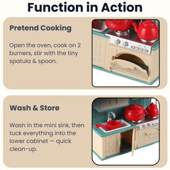 OLEOCA upper cabinet doors open for easy toy storage