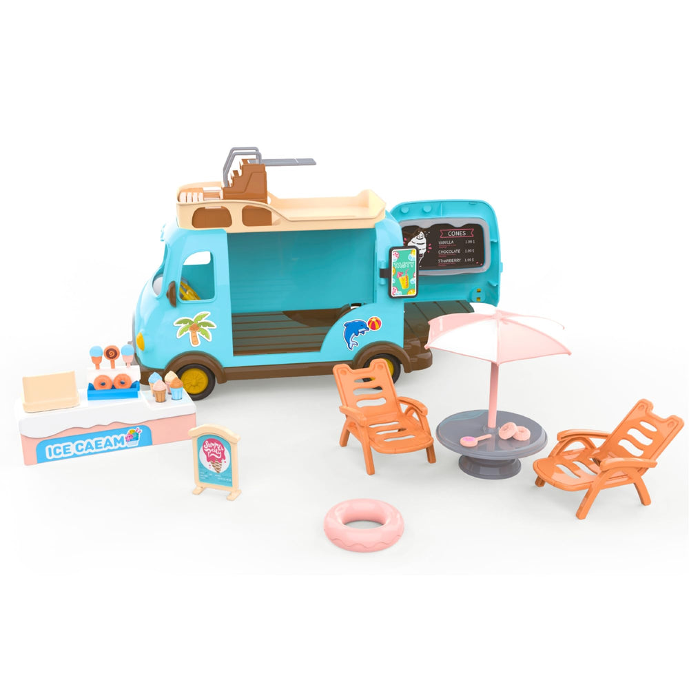 OLEOCA Family Ice Cream Truck with open cafe design for imaginative play