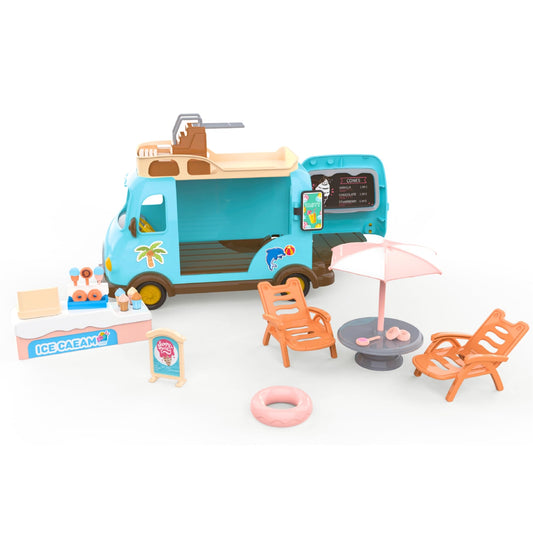 OLEOCA Family Ice Cream Truck with open cafe design for imaginative play