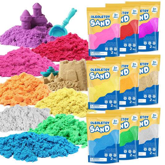OleOletOy colored sand bulk 18lbs β red through white for vibrant classroom play.