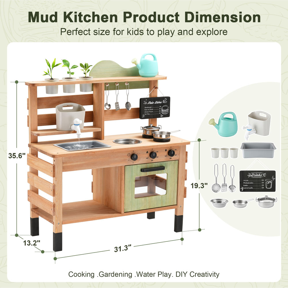 OLLIKIVI wooden mud kitchen planting area for nature-based play