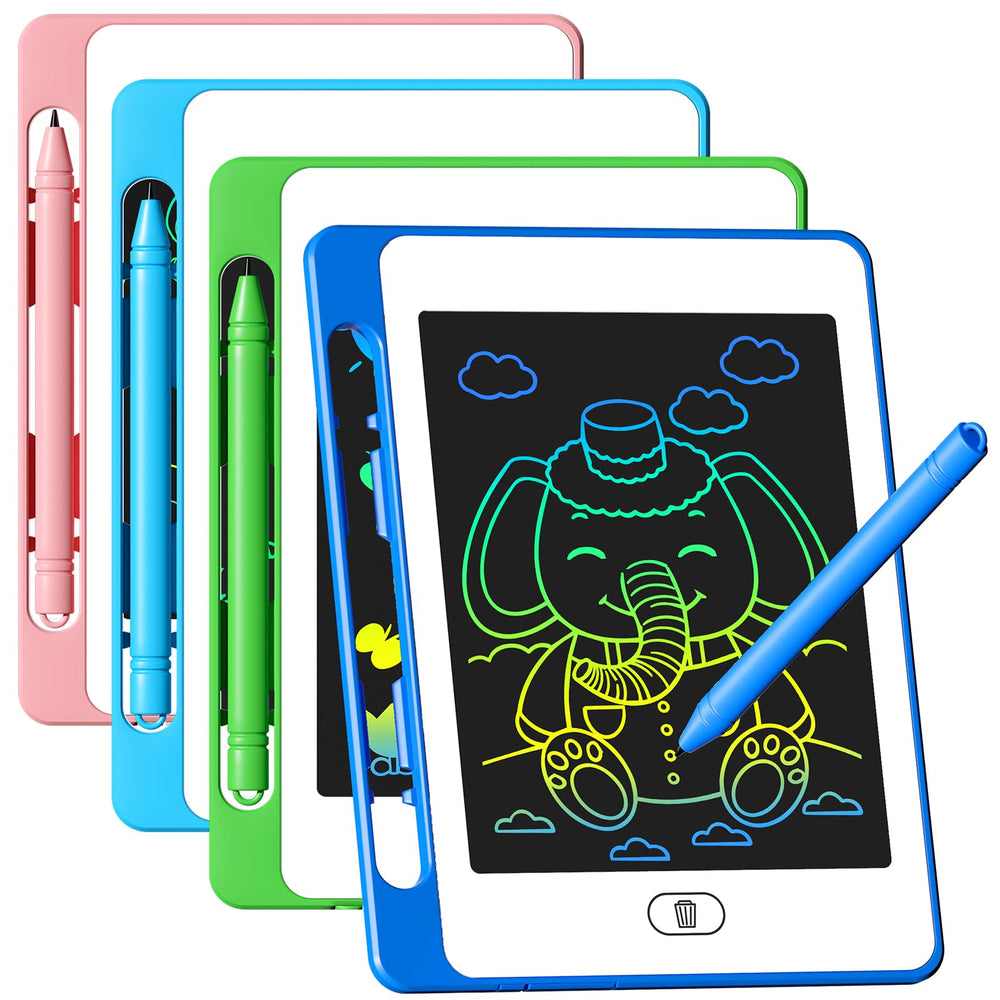 OMXDG four-pack pink LCD writing tablet for kids' mess-free doodling