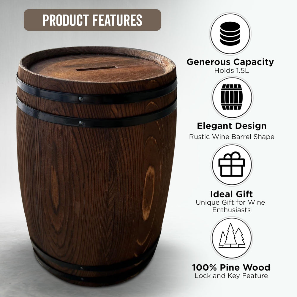 Piggy Bank for Adults is a large pine wood bank with 1.5 liter capacity.