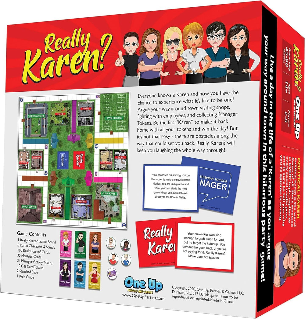 Players around the table enjoying Really Karen board game with friends