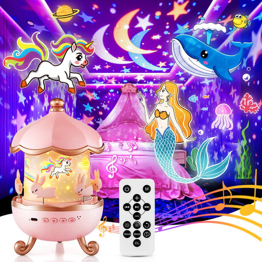 One Fire unicorn ceiling night light projects dreamy stars above your child.