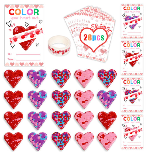 ONEHAUS 28Pcs valentines cards with heart design for classroom gifting