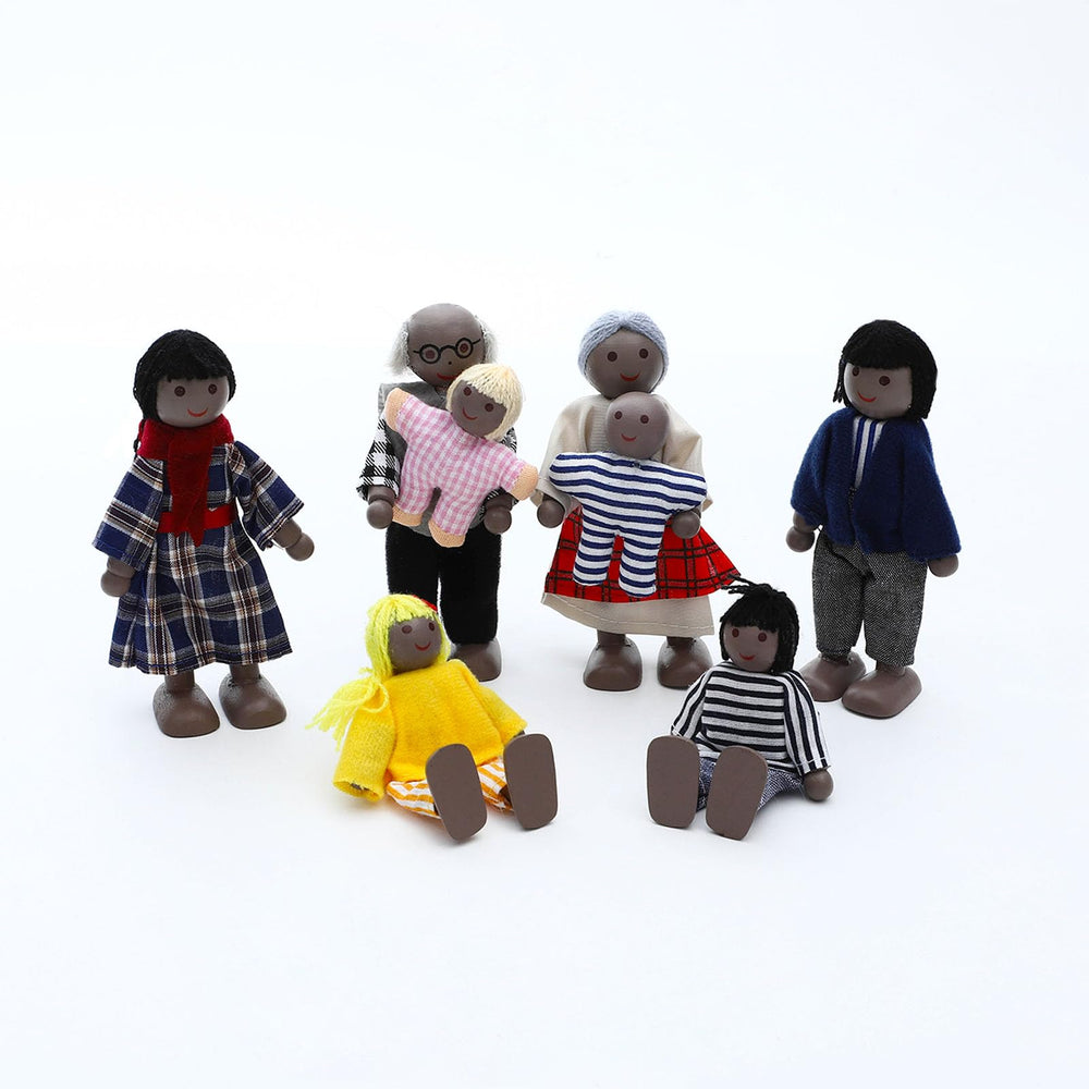 ONEST wooden dollhouse family with children for playtime scenes