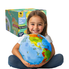 OneZa 12-inch soft world globe for kids with hands-on learning