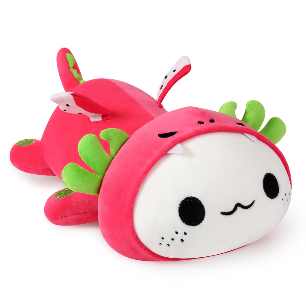 Onsoyours axolotl dragon fruit plush front view, cuddly 13-inch friend for kids