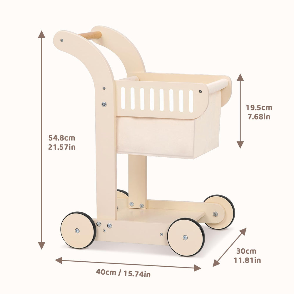 OOOK Toddler wooden walker with four wheels offers stable movement.