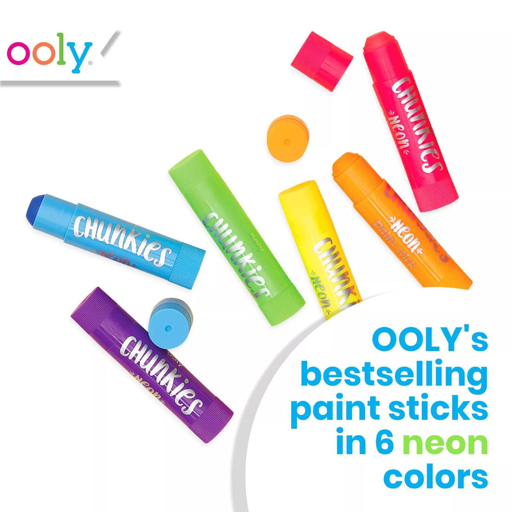 Ooly Chunkies neon colors close-up display vivid hues and quick-dry texture for kids