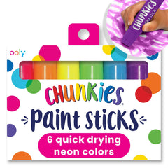 Ooly Chunkies neon paint sticks six-pack vibrant colors for mess-free kid's art