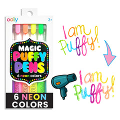 Ooly Puffy Paint Neon Pens set showcases vibrant neons for bold crafts.