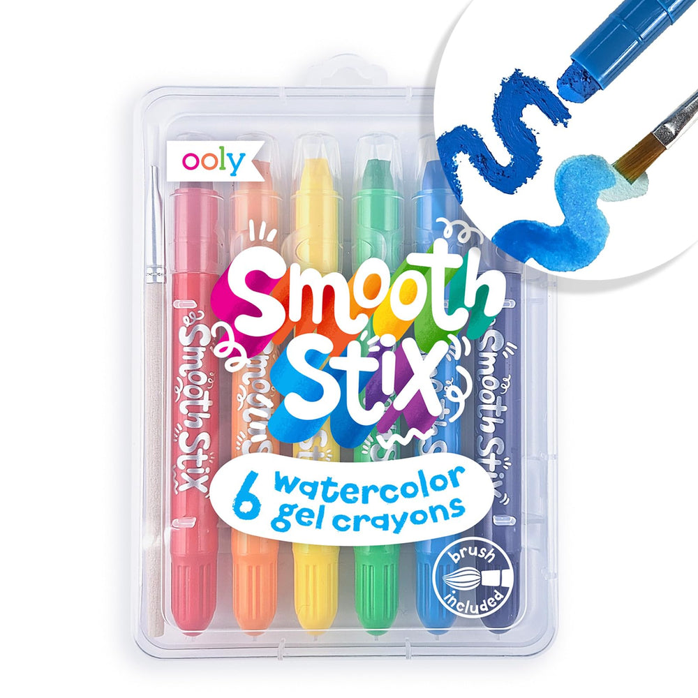 Ooly Smooth Stix gel crayons set in case with vibrant colors for versatile art.