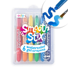 Ooly Smooth Stix gel crayons set in case with vibrant colors for versatile art.