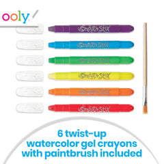 Ooly Smooth Stix gel crayons on glass show bold color and crisp lines.