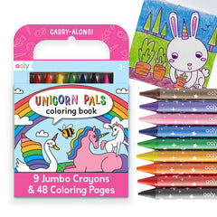 Ooly Travel Art Kit contents shown with crayons, pages, and case for easy travel.
