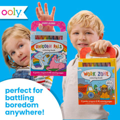 Ooly Unicorn Pals theme adds whimsical scenes to engage kids during travel.