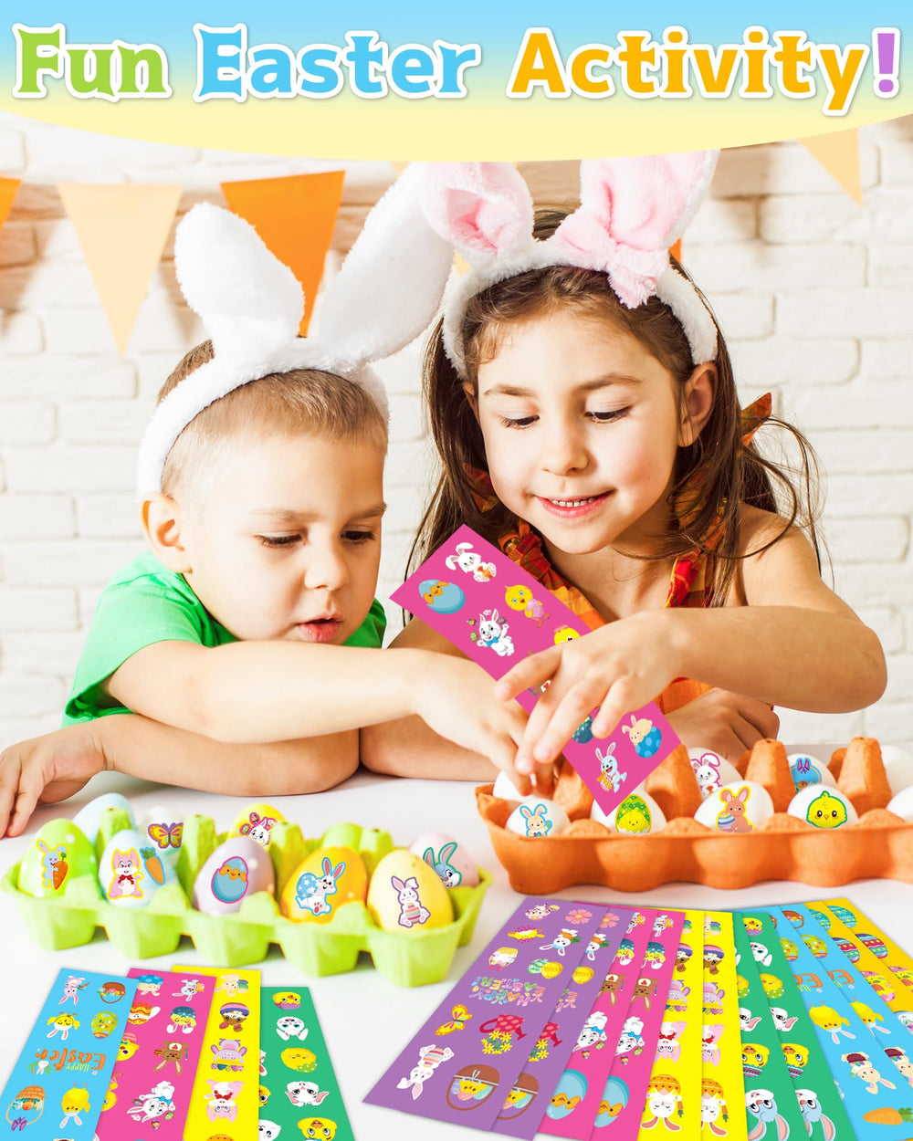Oomloid Easter stickers with bright colors for decorations and crafts.