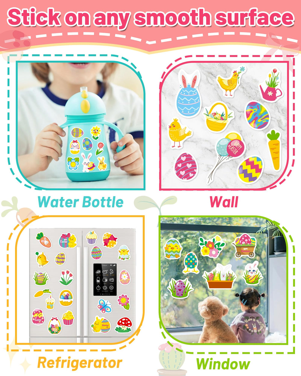Portable travel design with handle on the Oomloid sticker book for on-the-go fun