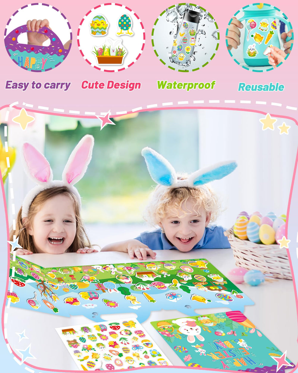 Kids building scenes with Oomloid stickers to boost problem-solving and storytelling