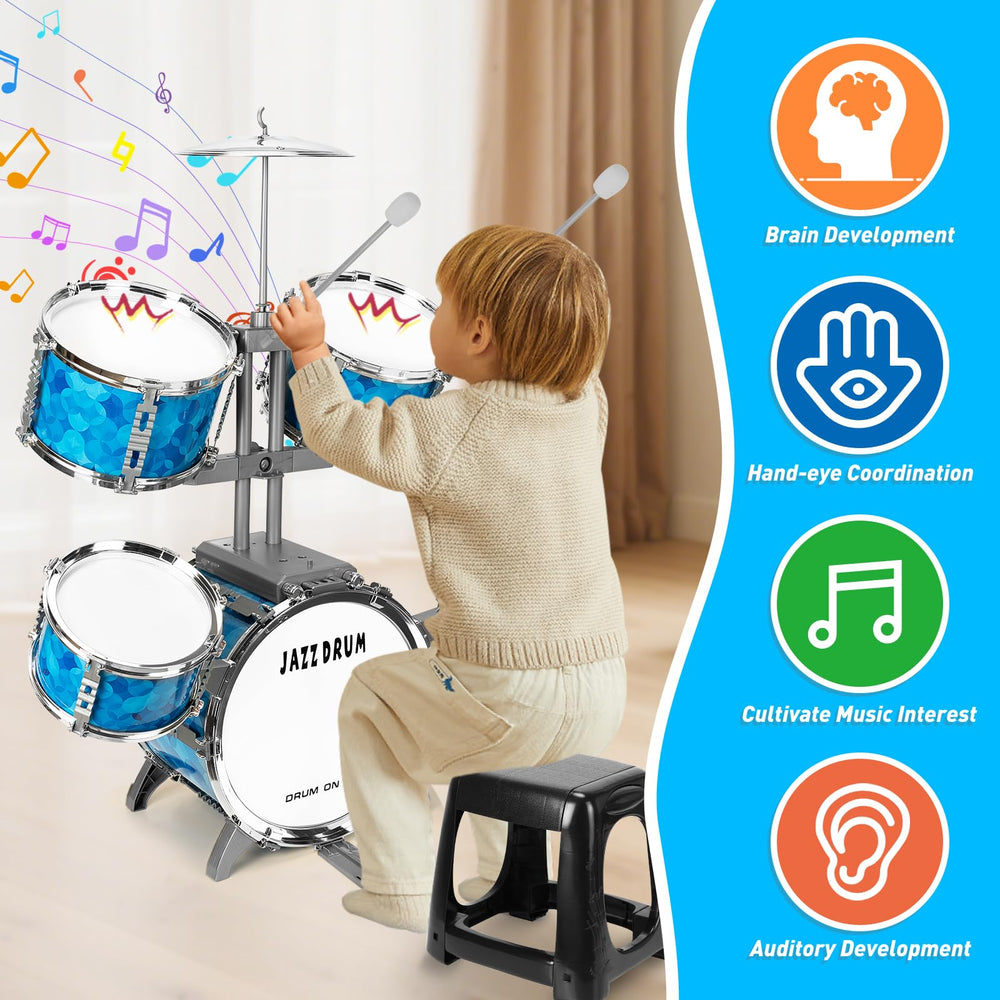 OoneWiser Kids Drum Set left mid drum supports early musical exploration