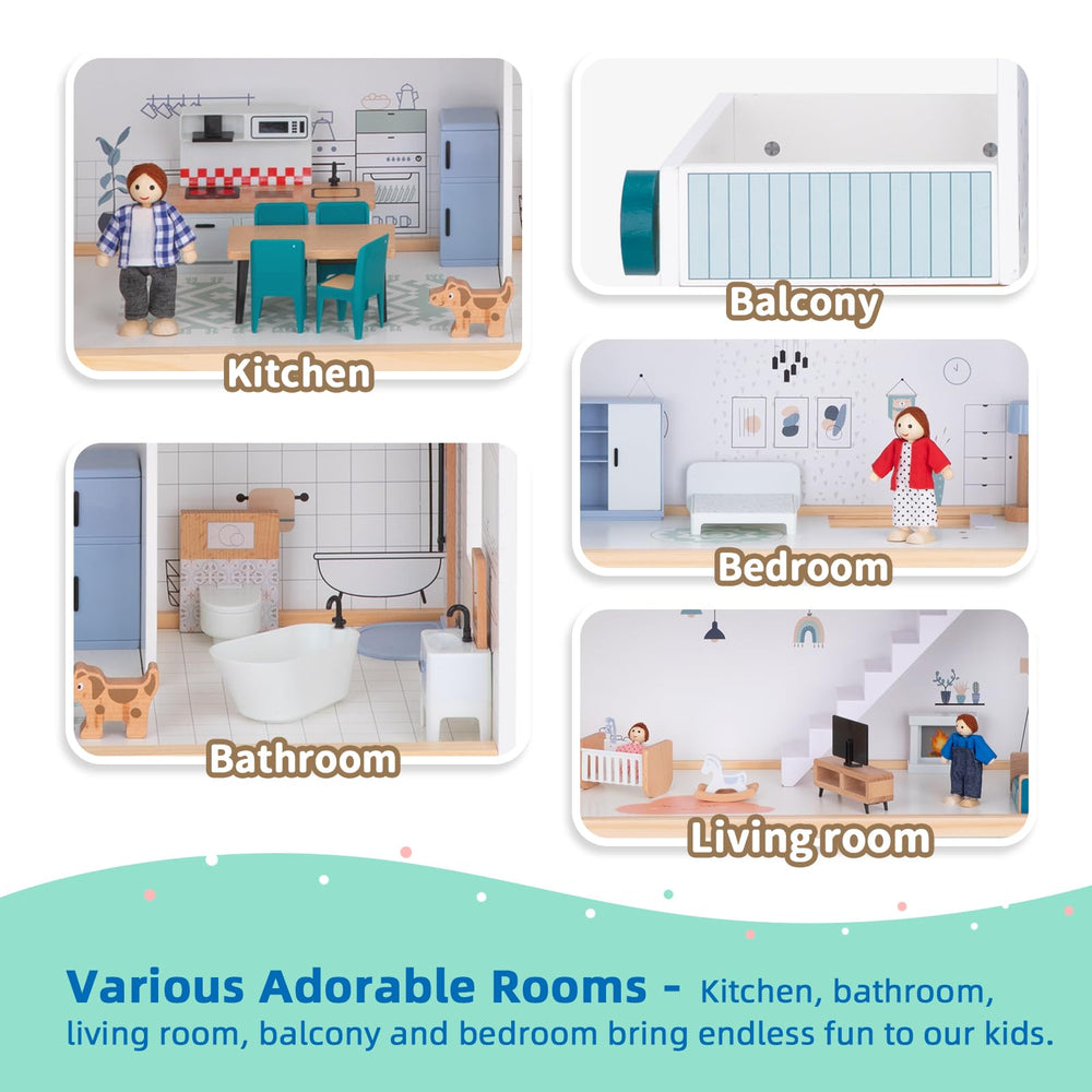 OOOK wooden dollhouse balcony for outdoor-inspired pretend play moments.