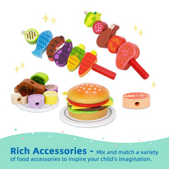 OOOK wooden grill tools set supports role play and grasping skills