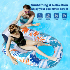 Ooopsiun pool float easy-inflate and store for portable pool days.