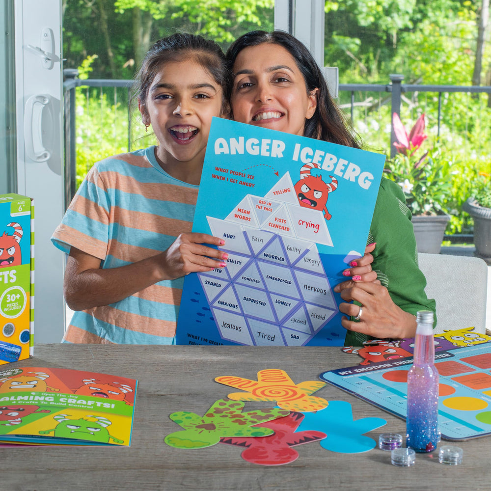 Open The Joy calming crafts kit calming corner setup for quiet time.