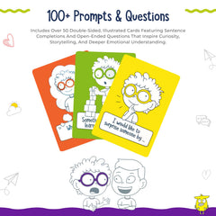 Open The Joy classroom activity scene using conversation cards for group dialogue.