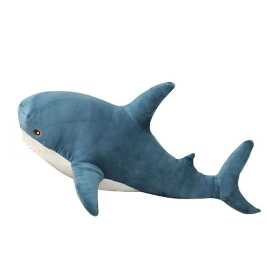 OPHRBU blue shark plush, 24-inch cuddle buddy for kids' rooms.