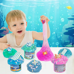 OPLDYRK Kids crafting session close-up, colorful slime blends spark creativity