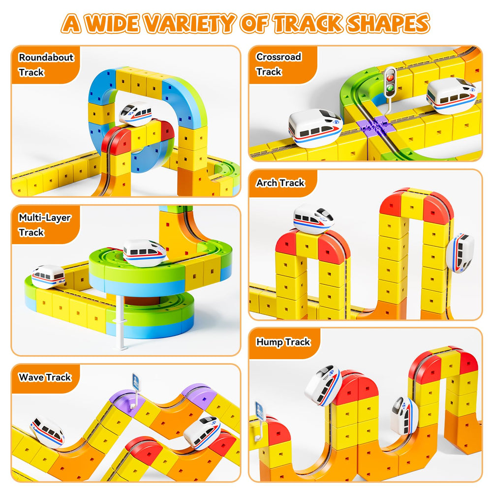 Oppvoci anti-gravity tricks let trains climb slopes and spin during play.