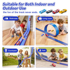 Oppvoci suction cups secure the track to a smooth surface for stable play.