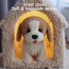 OR OR TU child enjoying lifelike pet play with this interactive pup