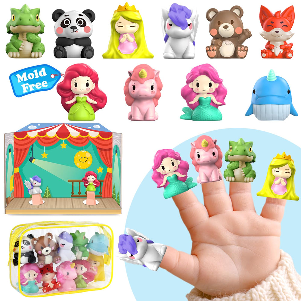 Oriate Fairy Tale finger puppets with unicorn and dragon for imaginative storytelling
