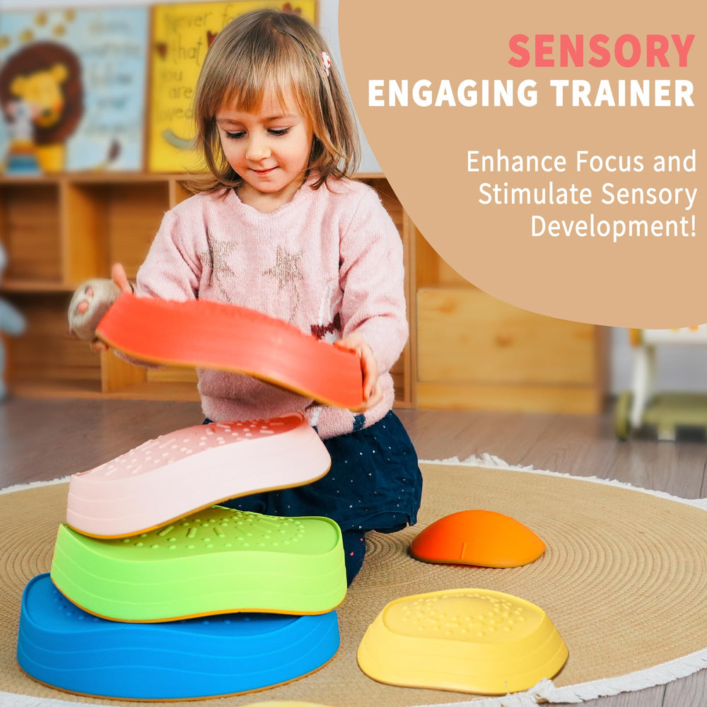 Oranmew Stepping Stones six-piece set is stackable for easy storage.