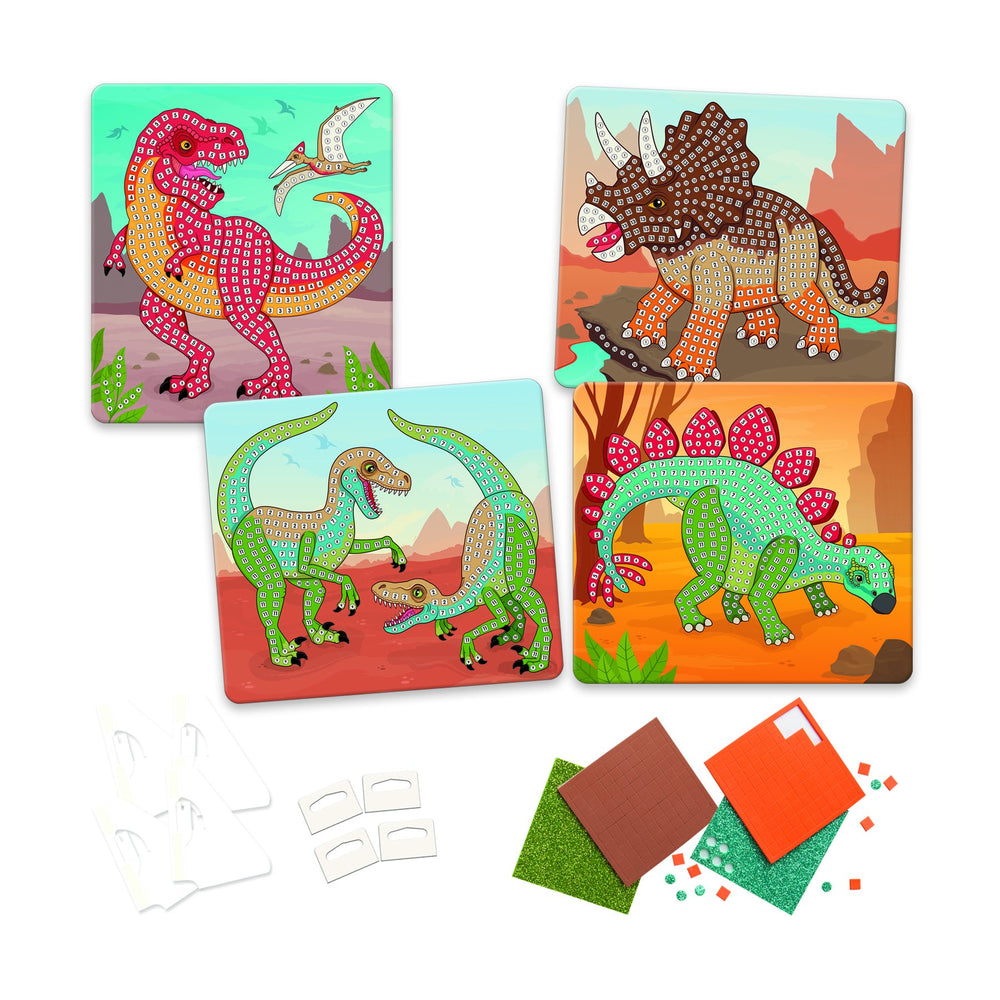 ORB Sticky Mosaics Dinosaurs travel friendly setup for on the go crafting