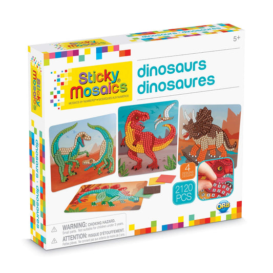 ORB Sticky Mosaics Dinosaurs tiles ready for peel and stick crafting