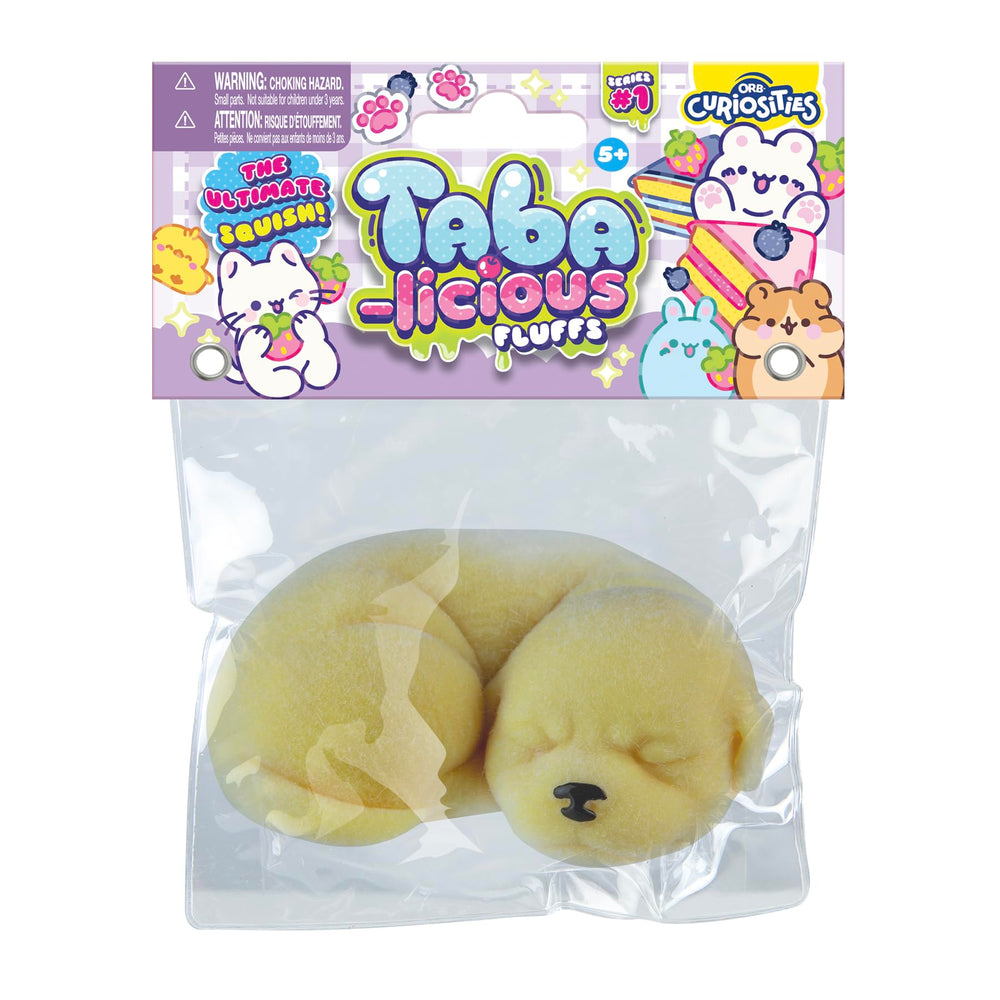 Orb Tabalicious Fluffs Yellow Dog in gift-ready packaging for stocking stuffers.